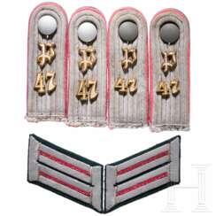 Two pairs for shoulder boards and a pair of collar tabs for a Leutnant of the reserves of the Panzerjäger-Abteilung 47