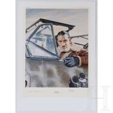 Adolf Galland - a signed art print by the Russian artist Sergej Danilin, 1995 - photo 1 Adolf Galland - a signed art print by the Russian artist Sergej Danilin, 1995 - photo 1