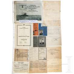 Documents belonging to a petty officer, including those from the Graf Spee