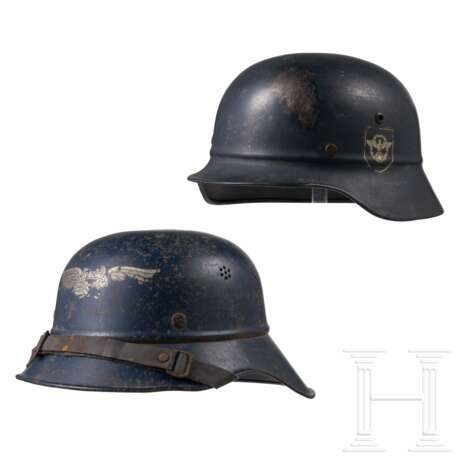 A Fire Protection Police double decal helmet M38 and a Reichsluftschutzbund helmet - photo 1 A Fire Protection Police double decal helmet M38 and a Reichsluftschutzbund helmet - photo 1