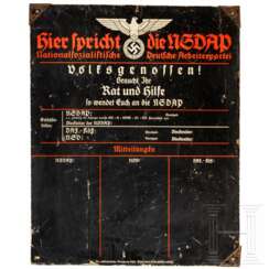 A wall plaque "Hier spricht die NSDAP"