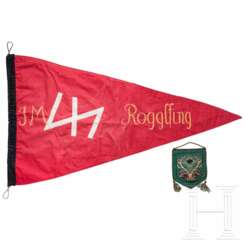 A BDM pennant "JM Rogglfing" and a Deutsche Jägerschaft table pennant