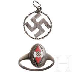 A BDM silver ring and a patriotic pendant
