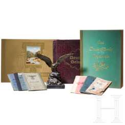 Three cigarette card albums and military passports