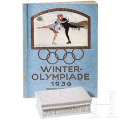 A porcelain case "IV. Winter Olympics in Garmisch-Partenkirchen 1936" with a collector's album