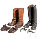 Two pairs of boots, spurs and ski boot tops - photo 1