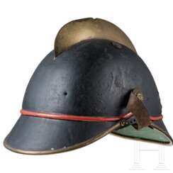 A visor cap and five helmets of the fire fighters