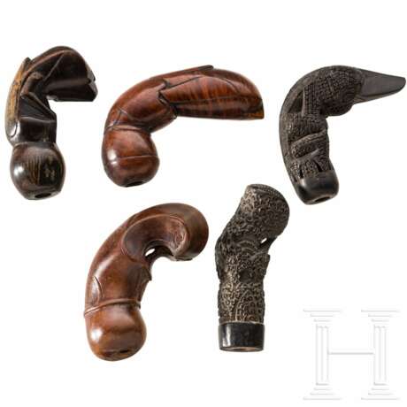 Fünf Kris-Griffe, Sumatra/Java/Sulawesi/Sumbawa, Indonesien, 19./20. Jhdt. - Foto 2