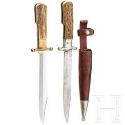 Zwei Klappmesser mit Hirschhorngriffen, deutsch, um 1900
