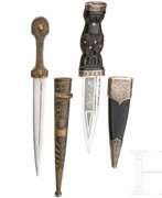 Couverts. Kleiner Dirk und Miniatur-Kinzal, Schottland/Kaukasus,um 1900