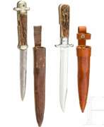 Couverts. Zwei Klappmesser mit Horngriffen, deutsch, 1. Hälfte 20. Jhdt.
