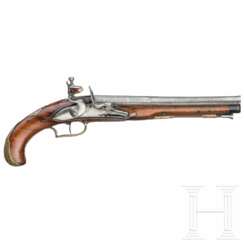 Steinschlosspistole mit orientalischem Lauf, deutsch, um 1760