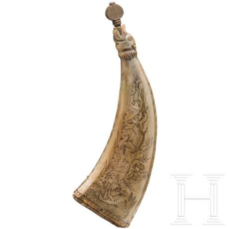 Jagdlich graviertes Pulverhorn, deutsch, 18. Jhdt. - photo 1 Jagdlich graviertes Pulverhorn, deutsch, 18. Jhdt. - photo 1