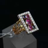 Bague en or avec diamants rubis saphir Gold 21th century - Foto 2