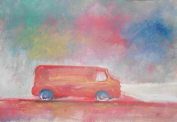 Красный микроавтобус