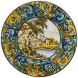 Set of Two Hand-Pair of Italian Renaissance Style Platters by N. Tapolini 1970s Metal ceramics 20th century - Foto 4