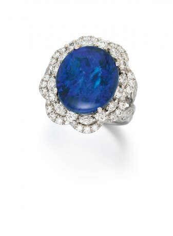 Black-Opal-Diamond-Cluster-Ring - photo 1