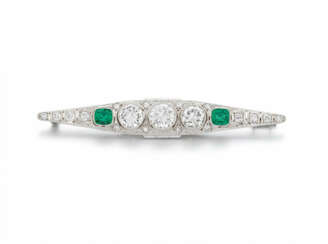 Diamond-Emerald-Brooch