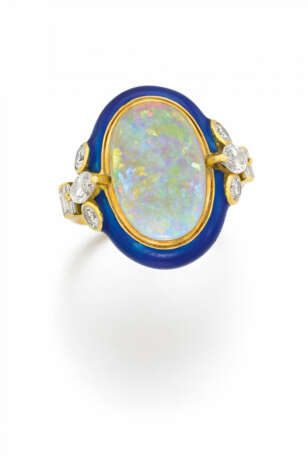 Opal-Diamond-Enamel-Ring - photo 1 Opal-Diamond-Enamel-Ring - photo 1