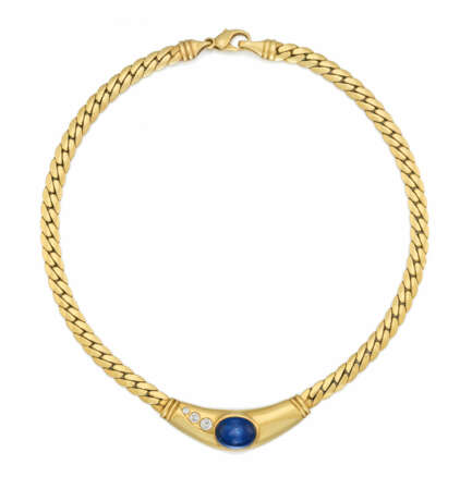 Sapphire-Diamond-Curb-Necklace - photo 1 Sapphire-Diamond-Curb-Necklace - photo 1