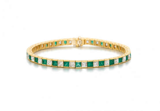 Emerald-Diamond-Tennis-Bracelet - фото 1