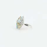 Aquamarine-Citrine-Diamond-Cocktail Ring - фото 2