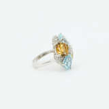 Aquamarine-Citrine-Diamond-Cocktail Ring - фото 4