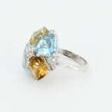 Aquamarine-Citrine-Diamond-Cocktail Ring - фото 5