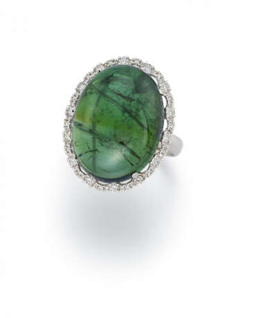 Moss-Coloured-Tourmaline-Diamond-Ring - photo 1 Moss-Coloured-Tourmaline-Diamond-Ring - photo 1