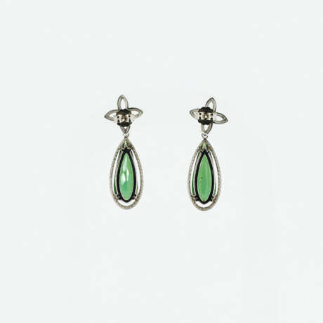 Moss-Green Tourmaline-Diamond-Ear-Jewellery - photo 2 Moss-Green Tourmaline-Diamond-Ear-Jewellery - photo 2