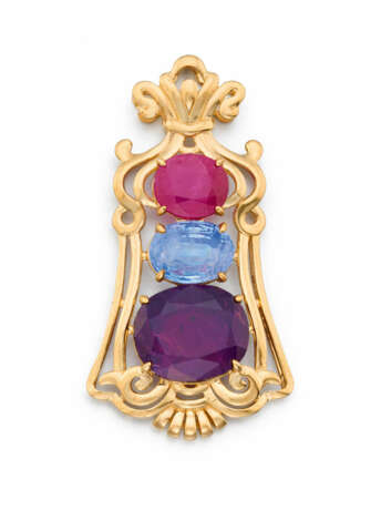 Kashmir Sapphire and Burma Ruby-Pendant - photo 1 Kashmir Sapphire and Burma Ruby-Pendant - photo 1