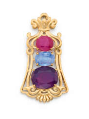Kashmir Sapphire and Burma Ruby-Pendant