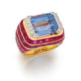 Sapphire-Diamond-Ruby-Cocktail Ring - photo 1