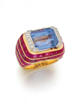 Sapphire-Diamond-Ruby-Cocktail Ring - photo 1 Sapphire-Diamond-Ruby-Cocktail Ring - photo 1