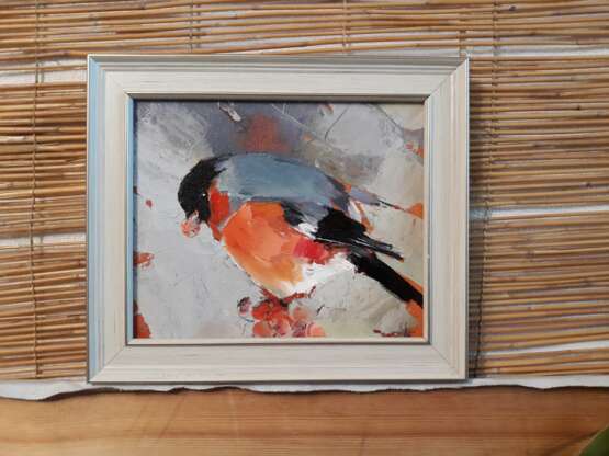 Painting “Bullfinch (sketch)”, Canvas, Oil paint, Realism, Animalistic, Kazakhstan, 2019 - photo 2