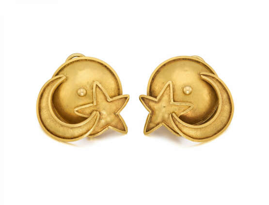 Sun, Moon and Star Gold-Ear-Clip-Ons - photo 1