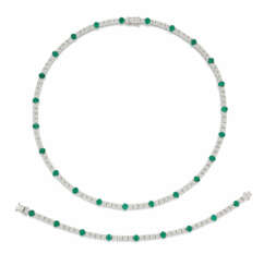 Classic Emerald and Diamond-Set: Necklace and Bracelet