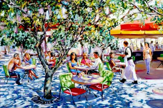 „Sommercafé“ Leinwand Ölfarbe Impressionismus Alltagsleben 2019 - Foto 1