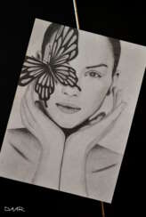 PORTRAIT WITH BUTTERFLY. Graphics. Maria Daar