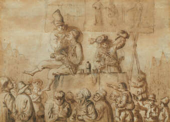 Andries Both. Dutch Market Scene with a Dentist