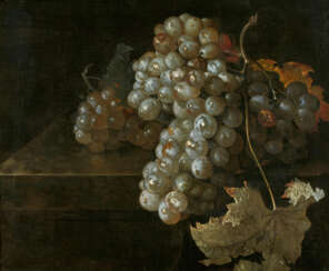French School. Grapes on a Marble Plate