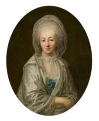 Anton Graff. Portrait of Marie Madeleine Platzmann (Berlin 1752-1790) in a White Polka-Dot Silk Dress