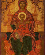 Темпера. Griechischer Ikonenmaler. Enthroned Mother of God with the Christ Child Темпера. Griechischer Ikonenmaler. Enthroned Mother of God with the Christ Child