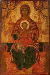 Griechischer Ikonenmaler. Enthroned Mother of God with the Christ Child