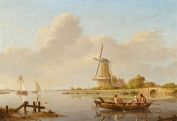 Johannes Hermanus Koekkoek. Quiet Day on a Dutch Canal
