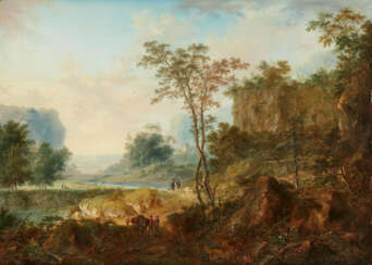 Austrian School. Travellers in Ideal Mountain Scenery