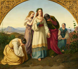 Adolph Erhardt. Jephthah's Daughter, Adorned for Sacrificial Death, Returns from the Mountains with Her Playmates