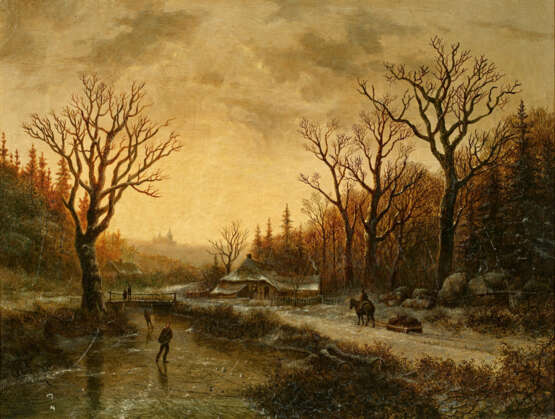 Johann Bernhard Klombeck. Winter Forest Landscape at Dusk - photo 1