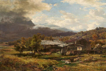 Wilhelm Riedel. Mountain Landscape with Looming Thunderstorm