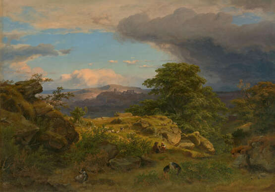 Cäsar Metz. Large Rhine Landscape with View of the Rheinfels Ruins over St. Goar - photo 1